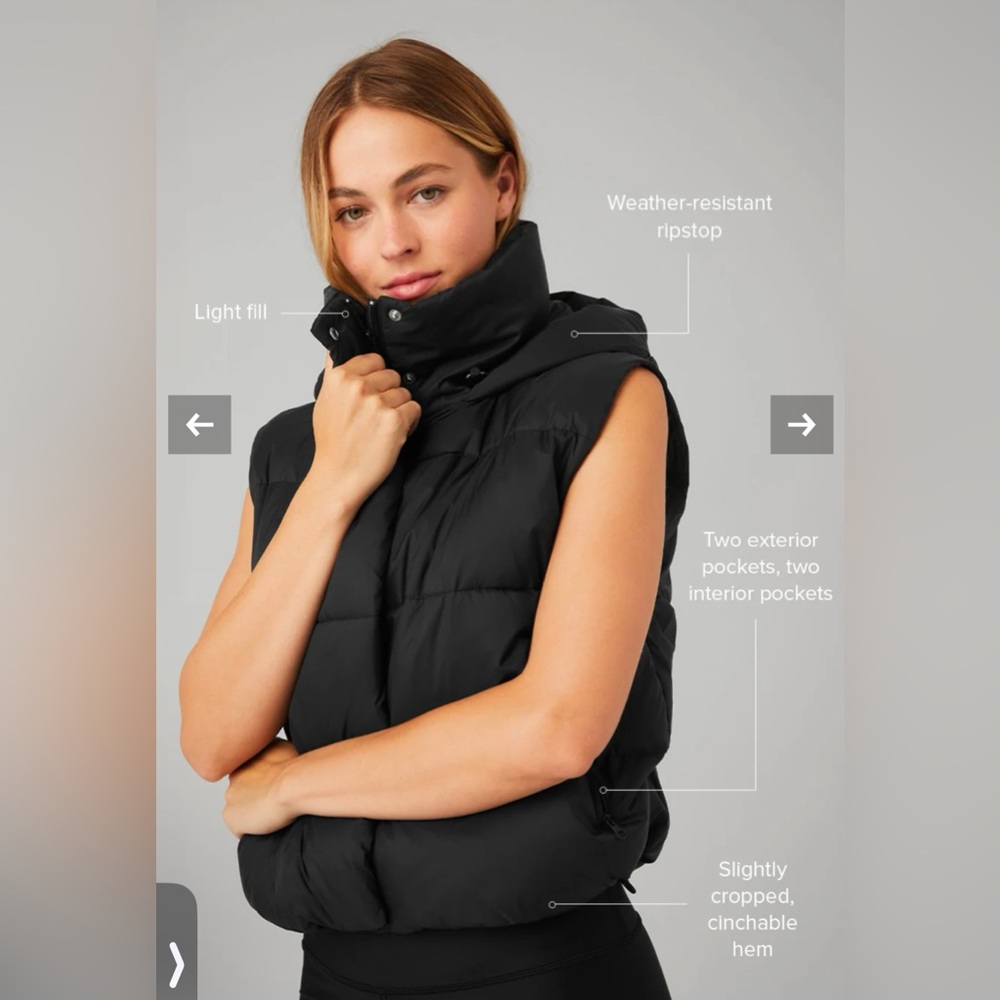 ALO YOGA Gold Rush Puffer Vest in Black (S)